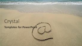  Presentation with email - Theme having email-symbol-draw-on-beach background and a coral colored foreground