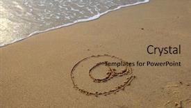  Presentation with email - Beautiful PPT theme featuring email symbol draw on beach backdrop and a coral colored foreground