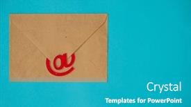  Presentation with email - Cool new slides with email-symbol-on-business-letters backdrop and a teal colored foreground