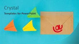  Presentation with email - Slide deck consisting of email-symbol-on-business-letters background and a teal colored foreground