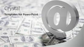  Presentation with money transfer - Audience pleasing slide deck consisting of email-symbol-on-dollar-banknote backdrop and a light gray colored foreground