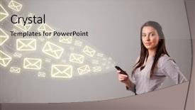  Presentation with lady - Beautiful presentation design featuring holding a phone with message backdrop and a light gray colored foreground