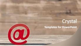  Presentation with mail - Slide deck enhanced with email newsletters - e-mail symbol on old wooden background and a coral colored foreground
