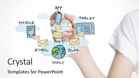  Presentation with writing pen - Colorful PPT theme enhanced with email words on white background backdrop and a white colored foreground