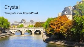  Presentation with paris france - Theme featuring embankment and bridge paris france background and a light blue colored foreground