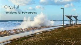  Presentation with winter storm - Colorful presentation theme enhanced with embankment-in-tel-aviv-israel backdrop and a light blue colored foreground