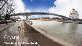  Presentation with christ - PPT theme with embankment of moscow river view to the temple of christ the savior background and a violet colored foreground