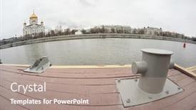  Presentation with christ - Audience pleasing PPT theme consisting of embankment of moscow river view to the temple of christ the savior backdrop and a coral colored foreground