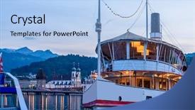  Presentation with switzerland - Amazing theme having historical architecture luzern - embankment of reuss at night backdrop and a light blue colored foreground