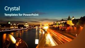  Presentation with river siene - Cool new PPT theme with embankment of the moskva river backdrop and a ocean colored foreground