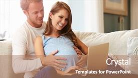  Presentation with pregnant - PPT layouts featuring embarazo - couple with pregnant woman using background and a coral colored foreground