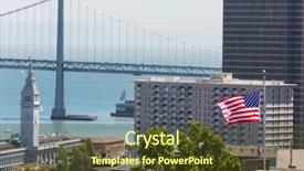  Presentation with broken wall american flag - Colorful presentation theme enhanced with embarcadero clock tower from telegraph backdrop and a tawny brown colored foreground