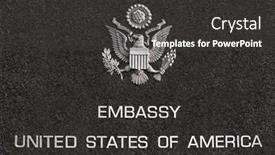  Presentation with embassy - Slides having embassy-of-united-states background and a dark gray colored foreground