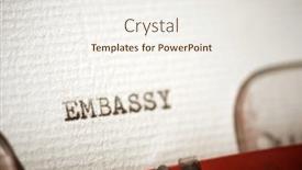  Presentation with embassy - PPT theme featuring embassy-word-written background and a sky blue colored foreground