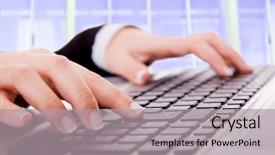  Presentation with secretary - Amazing slide deck having embedded background - close-up of secretary hand touching backdrop and a  colored foreground