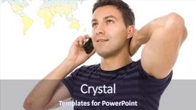  Presentation with speaking - Slide set consisting of embedded background - young casual man speaking background and a  colored foreground