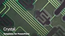  Presentation with software - Colorful PPT layouts enhanced with embedded software - electronic circuit plate macro backdrop and a dark gray colored foreground