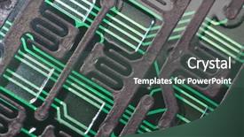  Presentation with software - Slides with embedded software - electronic circuit plate macro background and a ocean colored foreground