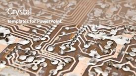  Presentation with software - Slides featuring embedded software - electronic circuit plate selective focus background and a coral colored foreground