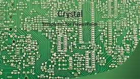  Presentation with microchips on electronic circuit board - Cool new presentation design with embedded software - electronic circuit plate backdrop and a seafoam green colored foreground