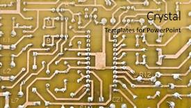  Presentation with microchips on electronic circuit board - Presentation theme having embedded software - electronic circuit plate background and a yellow colored foreground