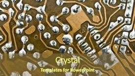  Presentation with microchips on electronic circuit board - Cool new presentation theme with embedded software - electronic circuit plate backdrop and a tawny brown colored foreground