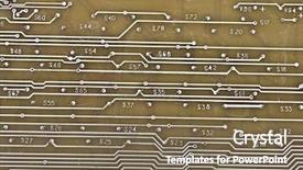  Presentation with circuit - Slides with embedded software - old electronic circuit plate background background and a  colored foreground