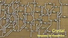  Presentation with microchips on electronic circuit board - Colorful theme enhanced with embedded software - old electronic circuit plate background backdrop and a violet colored foreground