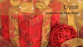  Presentation with christmas red - Slides with embellishment textile - red christmas present box background and a  colored foreground