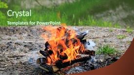 Presentation with campfire - PPT layouts consisting of ember - campfire on meadow in green background and a tawny brown colored foreground