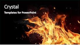  Presentation with flames - Presentation theme with ember - fire flames isolated on black background and a black colored foreground