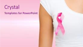  Presentation with breast cancer shirt - Slide set with medical emblem - healthcare and medicine concept background and a lemonade colored foreground