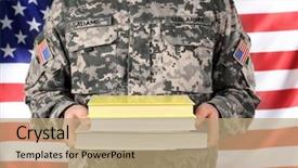  Presentation with education book or tree - PPT theme having emblem - soldier holding books military education background and a coral colored foreground