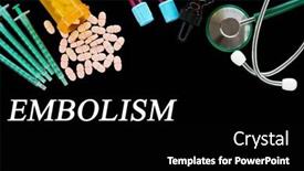  Presentation with medical pills - PPT theme consisting of embolism-text-on-medical-background background and a black colored foreground