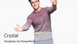  Presentation with glasses - Beautiful presentation theme featuring embrace - young handsome man wearing glasses backdrop and a  colored foreground