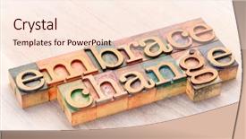  Presentation with color blocks - Audience pleasing theme consisting of embrace change word abstract backdrop and a lemonade colored foreground