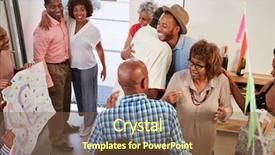  Presentation with black family - Amazing PPT theme having embracing at a surprise party backdrop and a tawny brown colored foreground