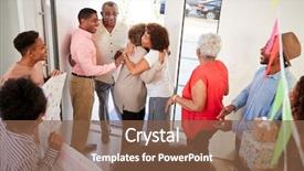  Presentation with black family - Slides having embracing at a surprise party background and a tawny brown colored foreground