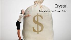  Presentation with money management - Slide set consisting of embracing big bag with money background and a white colored foreground