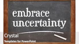  Presentation with uncertainty - Colorful presentation theme enhanced with embracing change - embrace uncertainty sign - white backdrop and a tawny brown colored foreground