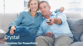  Presentation with living room - Beautiful theme featuring embracing change - happy couple cuddling and sitting backdrop and a ocean colored foreground