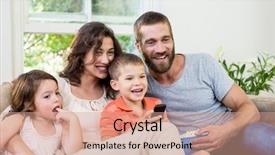 Presentation with television watching - Amazing theme having embracing change - happy family watching television backdrop and a coral colored foreground