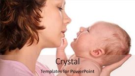  Presentation with mother baby clipart - Audience pleasing presentation theme consisting of embracing change - happy mother with baby backdrop and a coral colored foreground