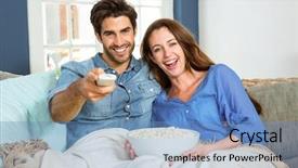  Presentation with black couple having fun - Slides featuring embracing change - young couple having popcorn while background and a  colored foreground