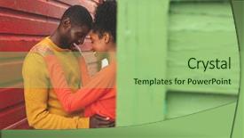  Presentation with romantic beach - Colorful presentation theme enhanced with embracing each other between beach backdrop and a mint green colored foreground