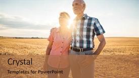  Presentation with senior couple - Presentation theme consisting of loving others - man and woman a senior background and a coral colored foreground