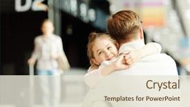  Presentation with airport lounge - Amazing PPT layouts having embracing her dad in airport backdrop and a lemonade colored foreground