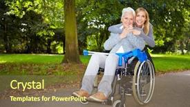  Presentation with special needs wheelchair children - Theme featuring embracing her grandmother in wheelchair background and a violet colored foreground