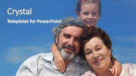  Presentation with blue sky - Audience pleasing slide deck consisting of embracing her grandparents from back backdrop and a teal colored foreground