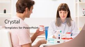  Presentation with sperm - Slide set with embriology - male sperm donor visiting clinic background and a lemonade colored foreground